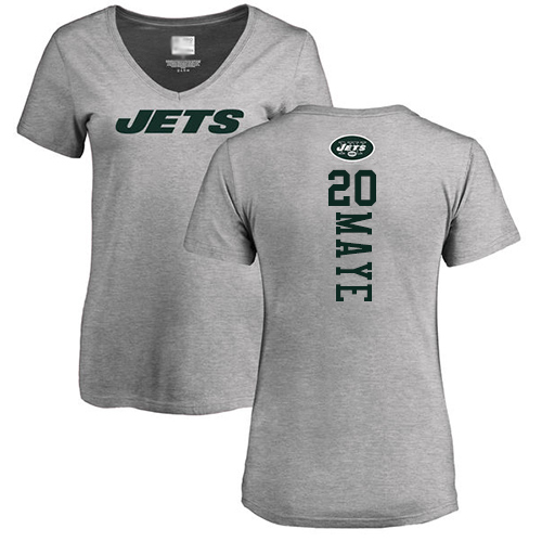New York Jets Ash Women Marcus Maye Backer NFL Football #20 T Shirt->women nfl jersey->Women Jersey